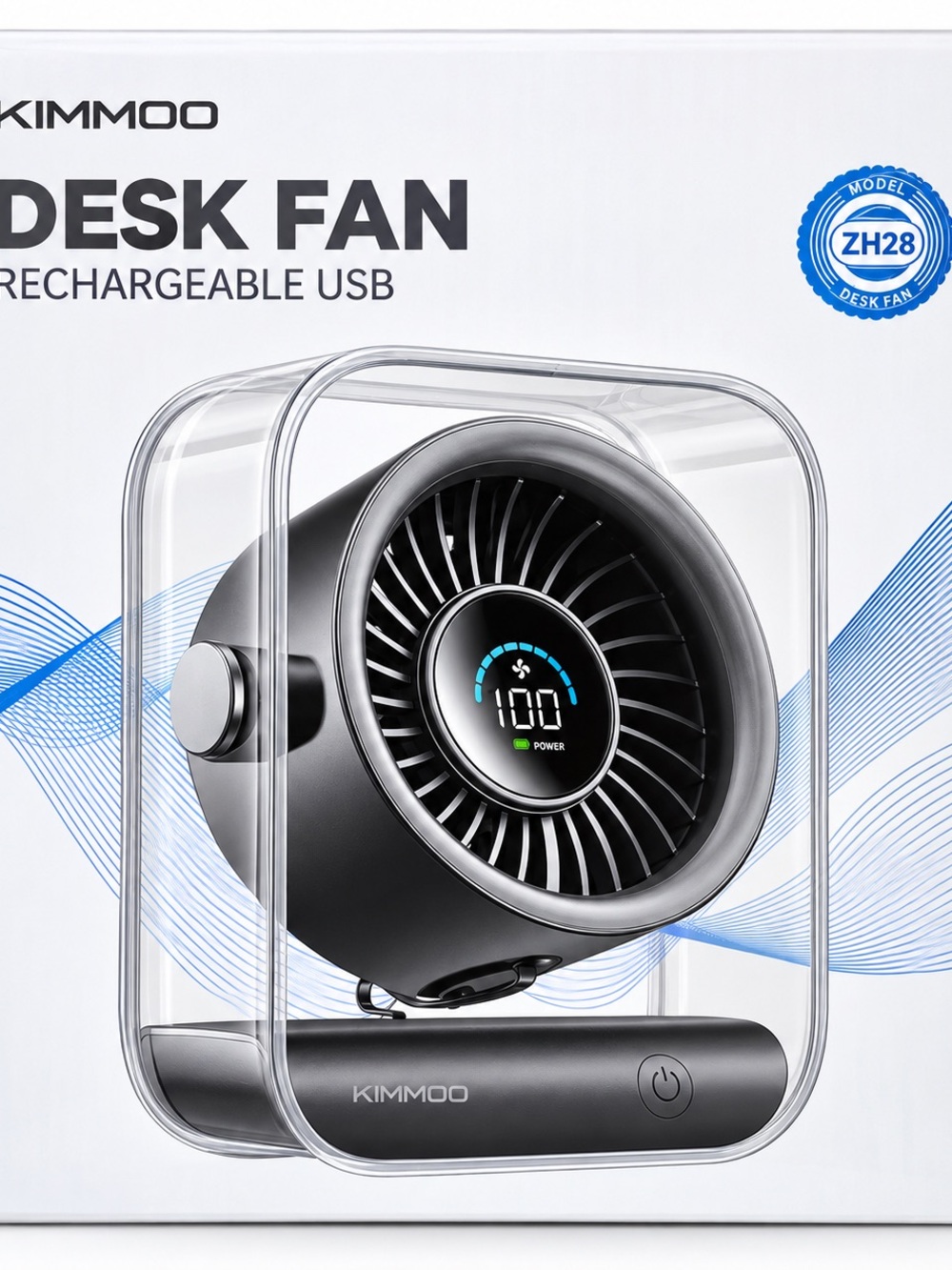 kimmoo zh28 rechargeable usb desk fan – portable digital display